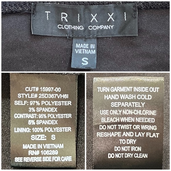 TRIXXI Dress Illusion Mesh Fit and Flare Velvet Flocked Goth Black Silver Small - Picture 6 of 16